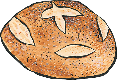 Detroit St Sourdough rounds illustration