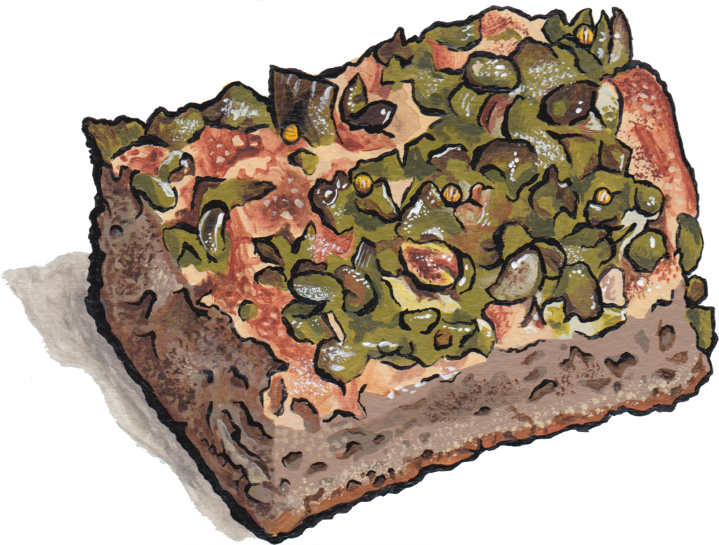 Green Olive Focaccia illustration