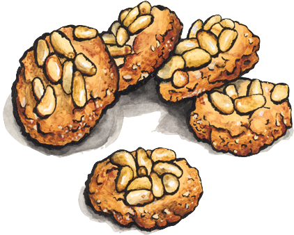 Pignoli cookie illustration