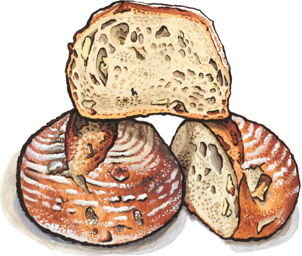potato dill bread illustration