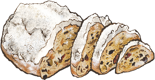 stollen sliced and frosted
