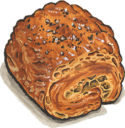 chile cheddar croissant illustration