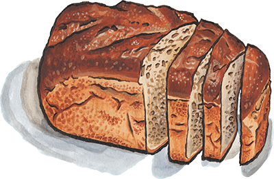 huron honey wheat bread illustration